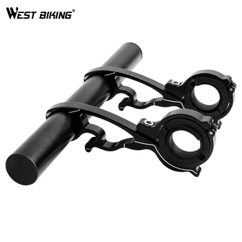 

WEST BIKING 20-32MM Road MTB Bike Handlebar Extended Bracket Light Mount Bar Computer Clip Double Bicycle Handlebar Extender