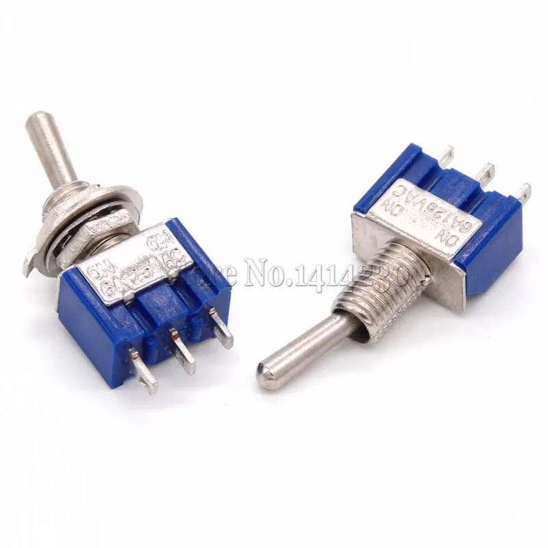 10Pcs/lot Miniature Toggle Switch MTS-102 SPDT 6A 125VAC/3A 250VAC Mini Switch Lever Switch 3 Pin ON/ON High quality