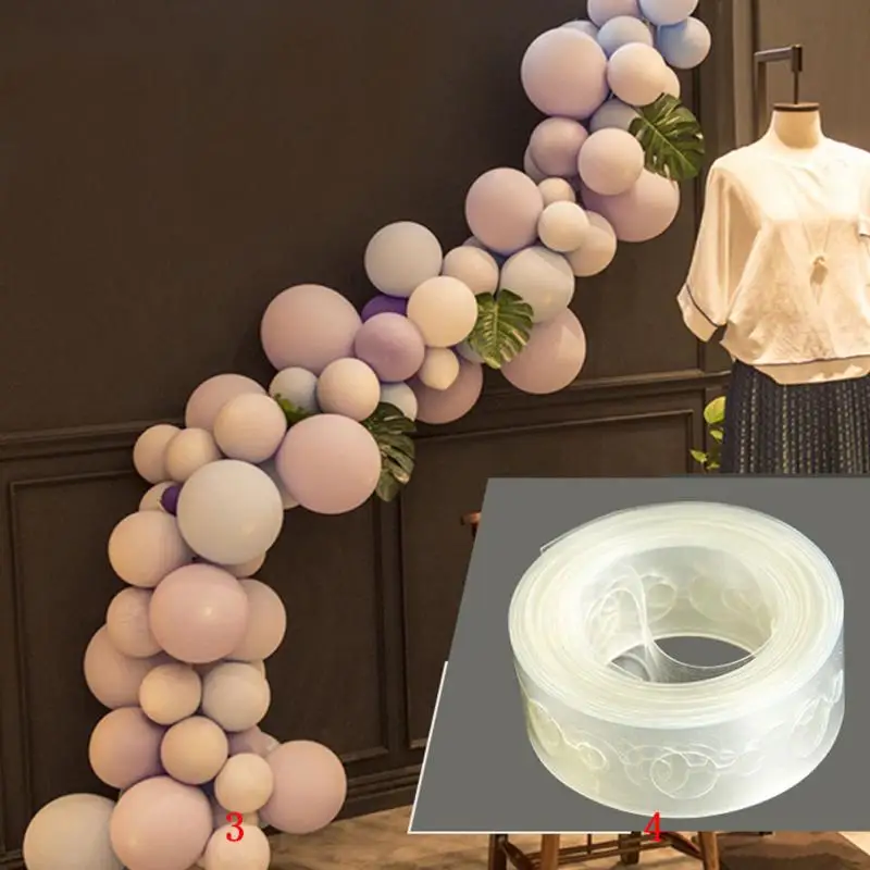 

Plastic Reusable Balloon connect Chain Birthday Transparent Double Holes PVC 5M for stage wall layout Wedding party wall decor