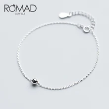 

ROMAD Sterling Silver Bracelet Korean Simple Silver Bead Ball Bracelet Adjustable Bracelet Summer Bracelet Party Jewelry Gift R4