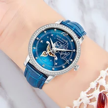 Новые модные женские часы Reef Tiger/RT, часы из нержавеющей стали с синим циферблатом для влюбленных, женские часы с бриллиантами RGA1550