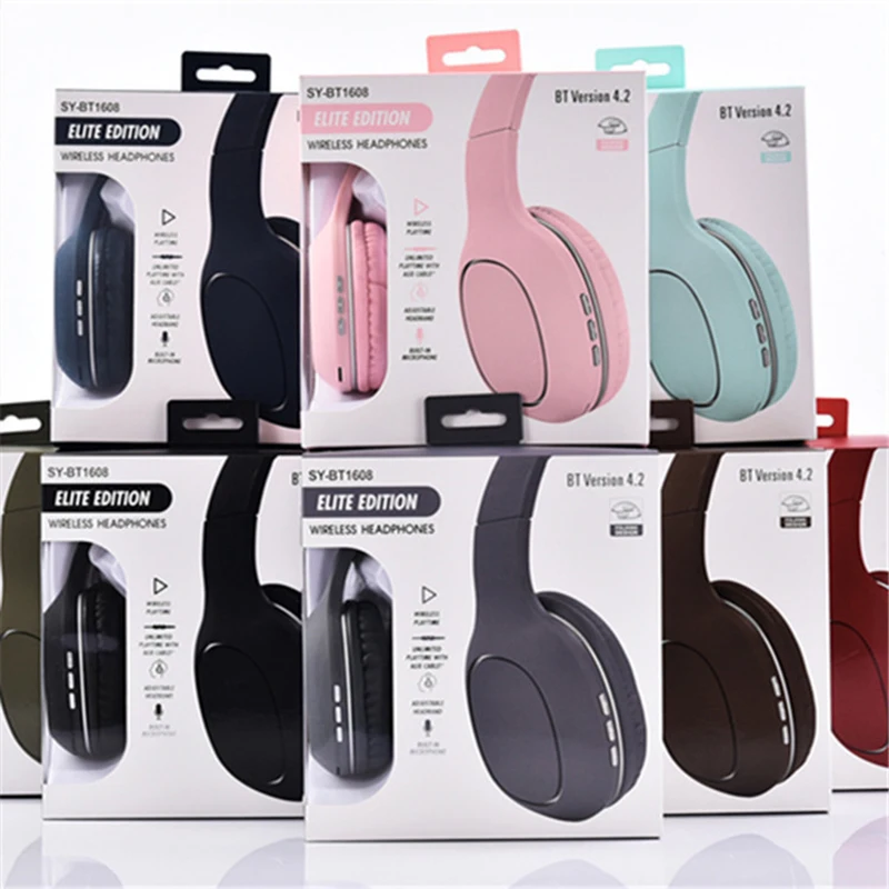 BT1608 Bluetooth наушники Беспроводной наушники красочные Gamer гарнитура для человека Для женщин Bass Музыка Спорт бег наушники