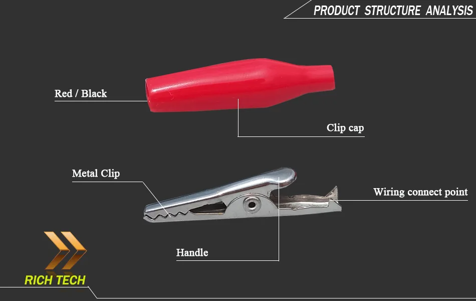 20шт/10 пар Черный и красный Мощность Соединительный зажим для проверки длина 28 мм зажим для щупа "крокодил" зажим супер качество 10 черный+ 10красный