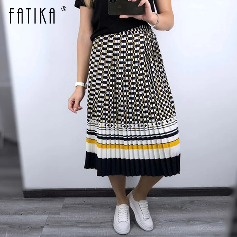 Cena FATIKA 2019 wiosna lato plisowana spódnica spódnice z wysokim stanem eleganckie panie dna Streetwear kobiet spódnice Hot