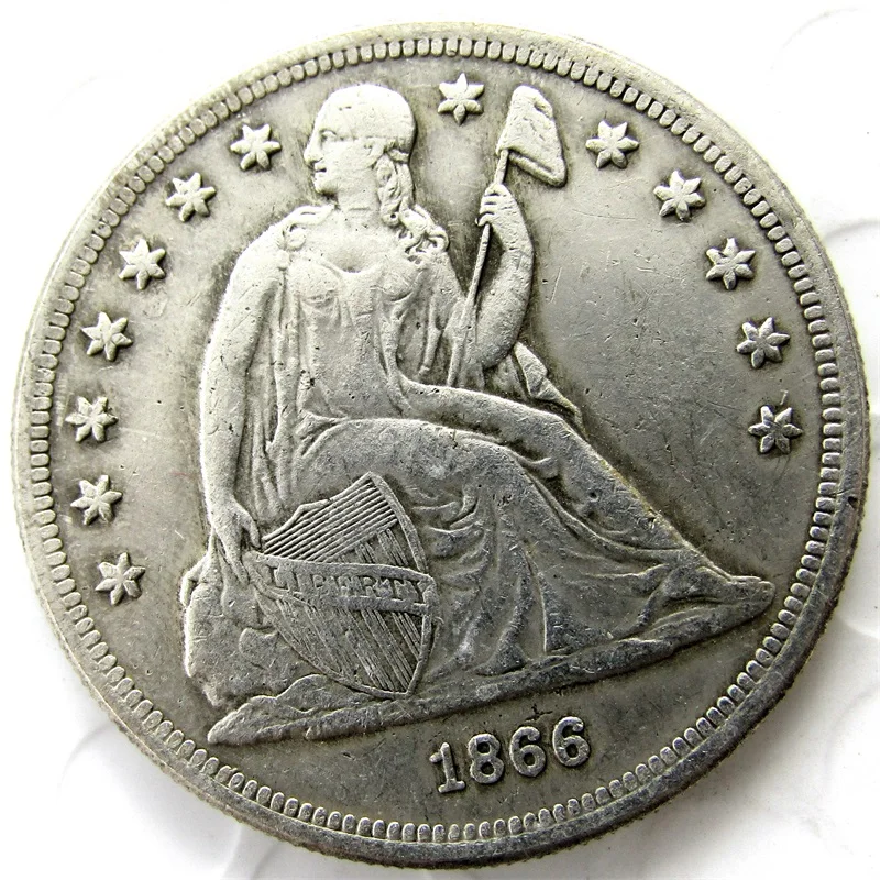 Download 1866 Seated Liberty Silver Dollars One Dollar Silver Plated Coins Retail-in Non-currency Coins ...