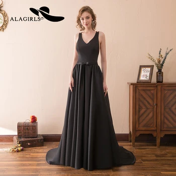

Alagirls A Line Evening Dress 2020 Sexy Spaghetti Prom Dress Backless Homecoming Dress Black Party Dresses Graduation Party Gown