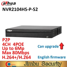 Dahua NVR 4PoE NVR2104HS-P-S2 4CH Compact 1U Lite H.264+/H.264 до 6Mp сетевой видеорегистратор Максимальная пропускная способность 80 Мбит/с