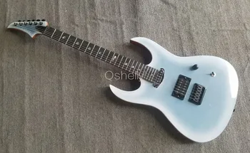 

top quality QShelly custom sky blue ash body guitar string through MOP wolf inlay electric guitars musical instruments shop