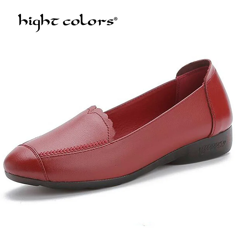 

2019 Top Fashion Women's Flat Shoes Genuine Leather Woman Shoes Flats Casual Loafers Soft Slip On Moccasins Lady Driving Shoes