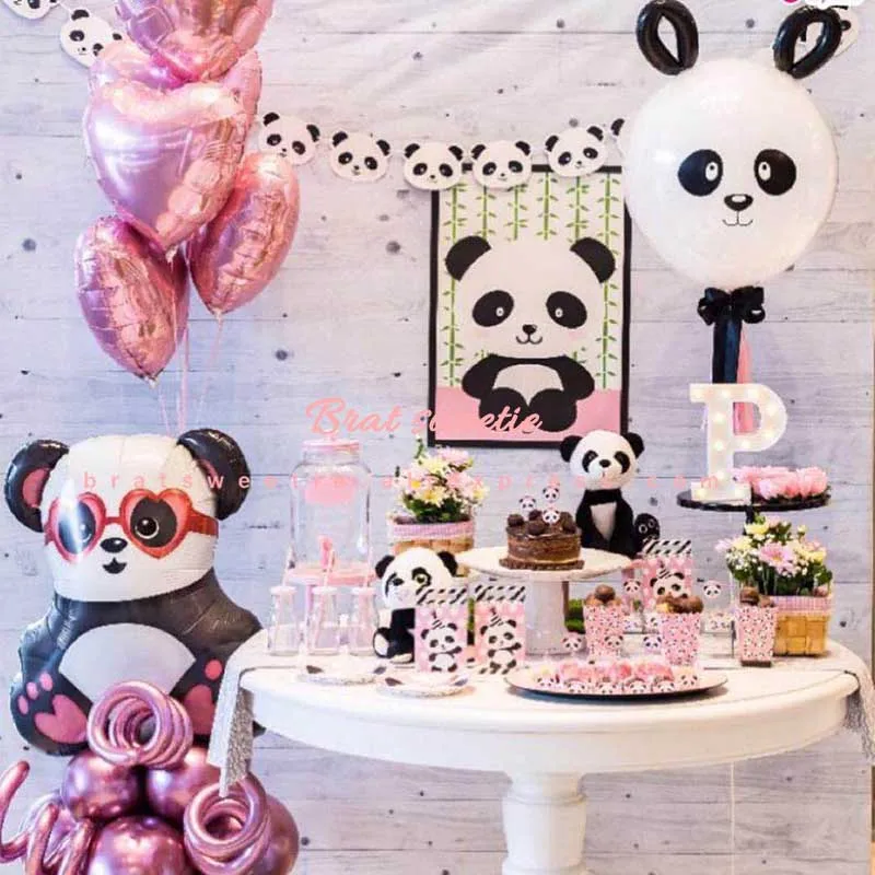 

Panda Party Walking Animal Panda Balloons Happy Birthday Party Decorations Kids Tablecloth Paper Plates Napkins Supplies