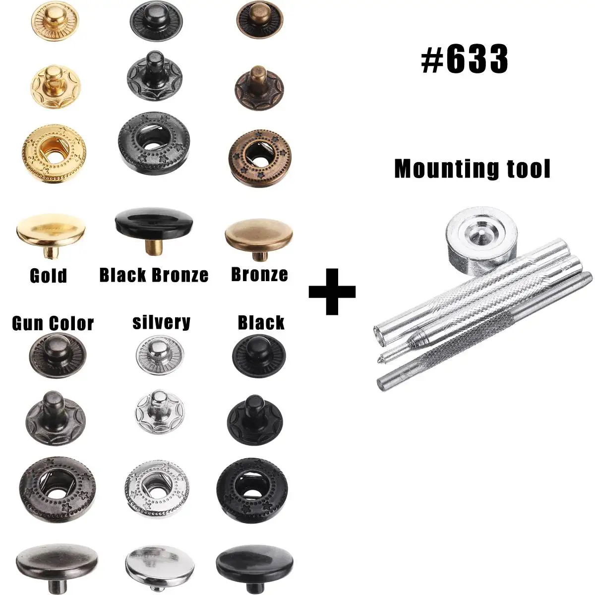 

60Sets 12.5mm Metal Copper Press Studs Sewing Button Snap Button Fasteners Sewing Leather Craft Clothes Bags Garment