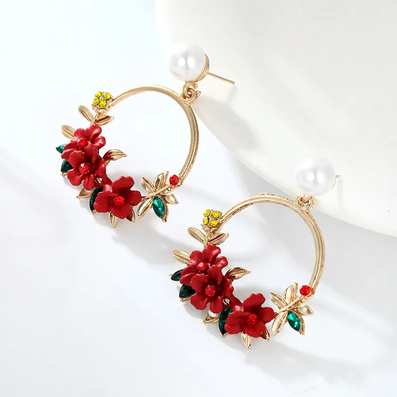 Корейский стиль серьги-кольца цветок для женщин золотой цвет круглый круг кристалл серьги подарок для свадьбы ювелирные изделия