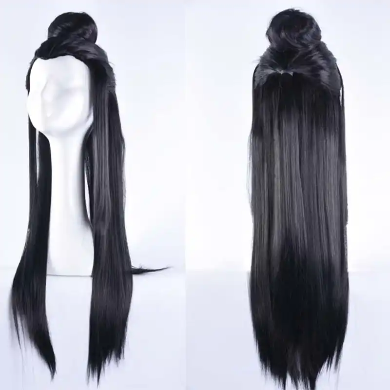 80cm Black Chinese Ancient Hair For Men Shaped Ancient Dynasty