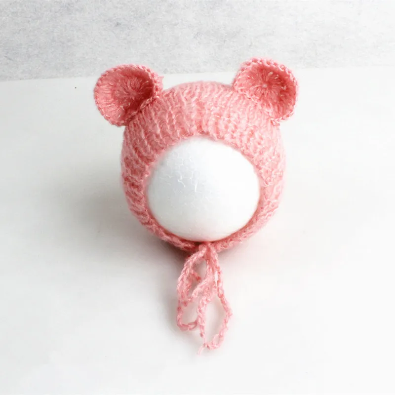 

Baby Cap Handcraft Mohair Fluffy Crochet Teddy Bear Bonnet Hat Beanie Photo Prop Newborn Photography Props Accessories