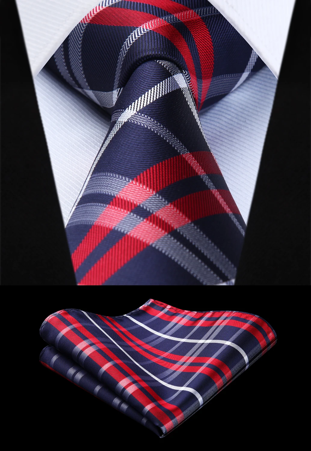 Tartan Check Patterns Woven Mens Tie Necktie w//Pocket Square /& Cufflinks Gift Set