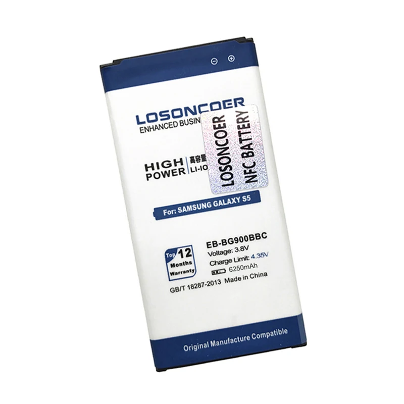 Losoncoer 6250 мА/ч EB BG900BBC Батарея для samsung S5 аккумулятор NFC I9600 I9602 I9605 G900F G900T G9008 G9009D G9006W G900