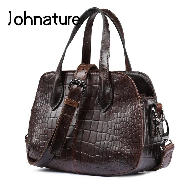

Johnature 2019 New Vintage Fashion Alligator Open Pocket Genuine Leather Zipper Mini Women Bag Shoulder&Handbags Messenger Bag
