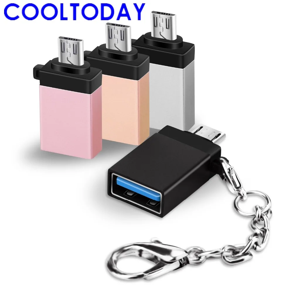 

COOLTODAY 2Pcs Micro USB Adapter Micro USB Male to USB Female OTG Converter With Keychain For Android Device Samsung Huawei