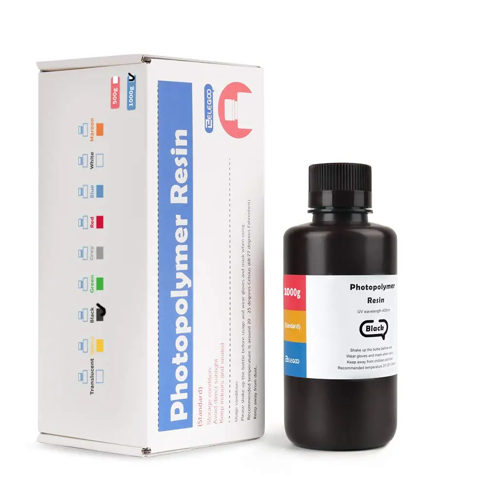 

ELEGOO 3D Rapid Resin LCD UV-Curing Resin 405nm Standard Photopolymer Resin for LCD 3D Printing 500ram Black