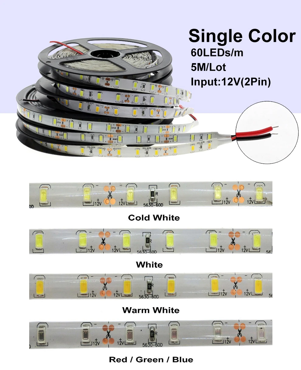 Светодиодная лента 5630 белый теплый белый синий зеленый красный 60 Светодиодный s/M водонепроницаемый/Нет Водонепроницаемый 5050 RGB RGBW RGBWW светодиодный светильник