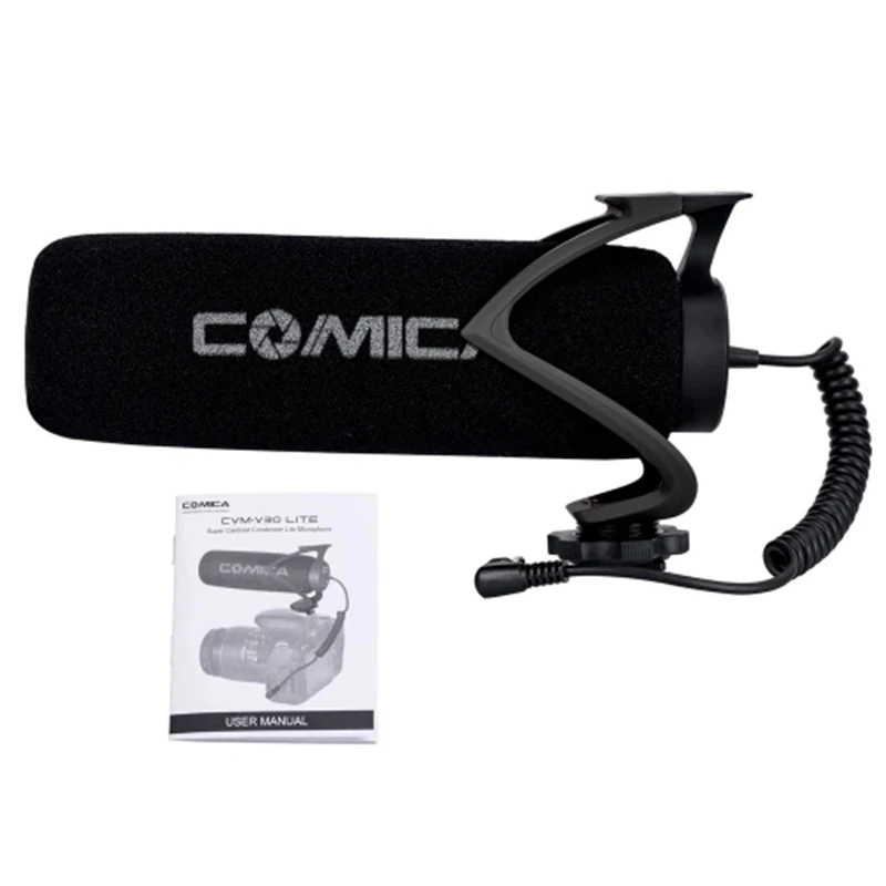 Comica Cvm-V30 Lite микрофон с суперкардиоидным полярным узором Дизайн холодного башмака конденсаторный микрофон для камеры смартфона черный