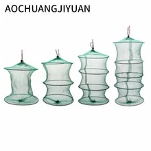 Dobrável Moldura Redonda Nylon Malha Caranguejo Peixe Crawdad Camarão Minnow Isca Armadilha Elenco Net Desembarque De Pesca Equipamento ferramenta acessório(China)