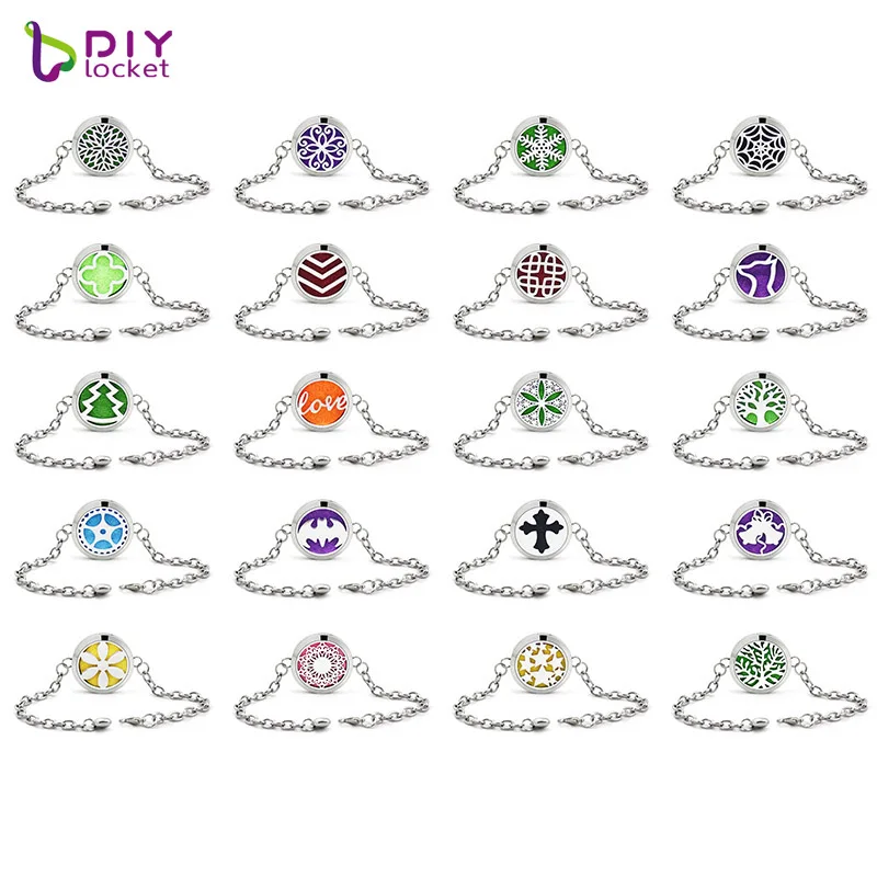 

diylocket Stainless Steel 30mm Magnetic Perfume Locket Bracelet Essential Oil Diffuser Bracelet& bangle AD221-240-Z02