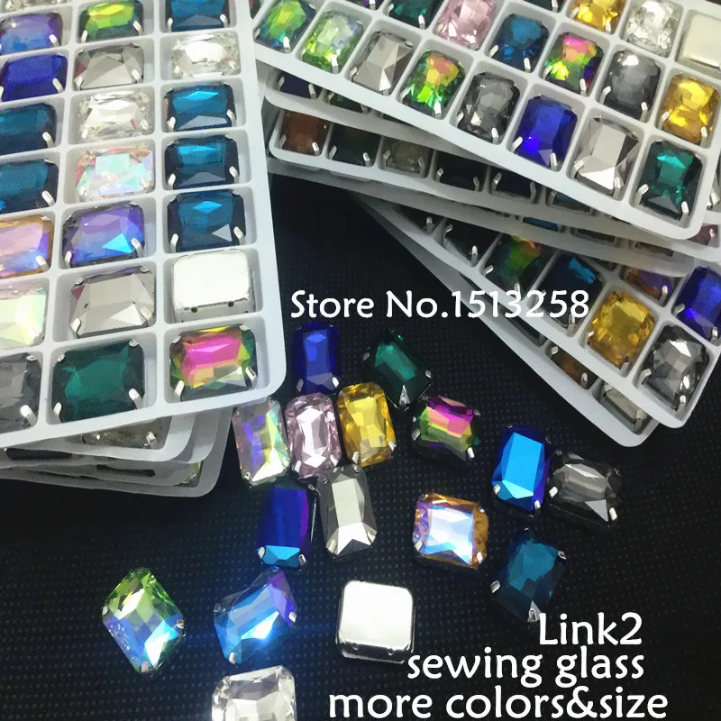 

6x8,8x10,10x14,13x18,18x25,18x27 Rectangle Octagon Crystal Sew on Rhinestones With Claw(pointback stones silver base beads)