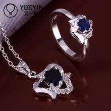 2 шт. сердце посеребренное Цепочки и ожерелья кольцо с австрийским кристаллом вечерние Мода круглый набор стильной бижутерии Лидер продаж S661