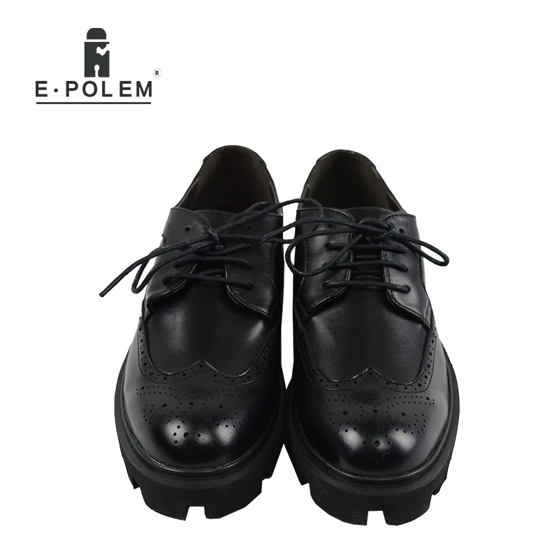 Occasionnels Chaussures Mâle Shinny Sculpté Style Matte Lacent Hommes Black black Nouvelle Épais Fond Respirant 2018 Britannique En Mode Richelieu Relief Cuir kiPZXu