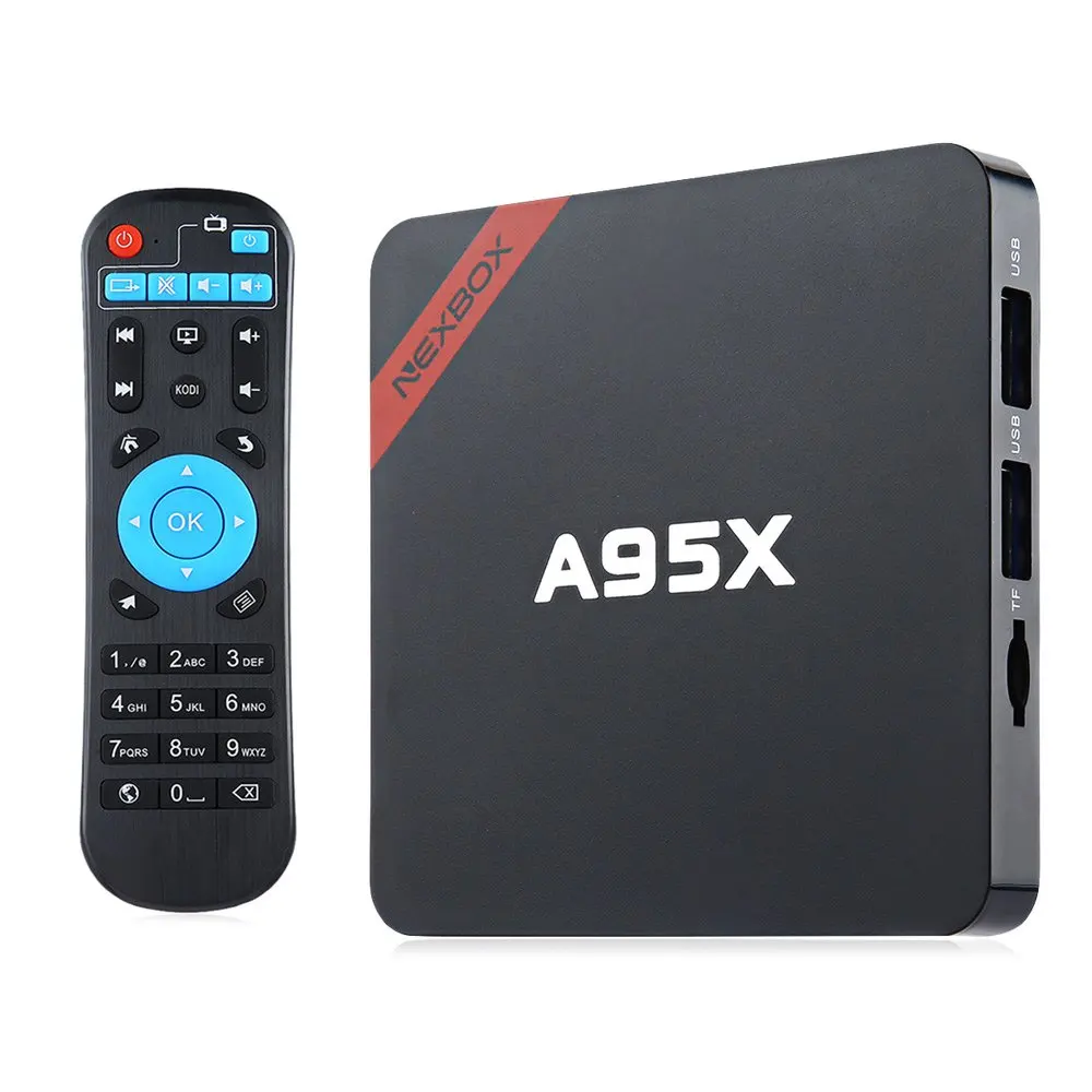NEXBOX A95X TV Box Set-Top Box Amlogic S905X Quad Core 64Bit Kdi 2GB RAM 16GB ROM Android 6.0 4K x 2K H.265 2.4GHz WiFi Box TV