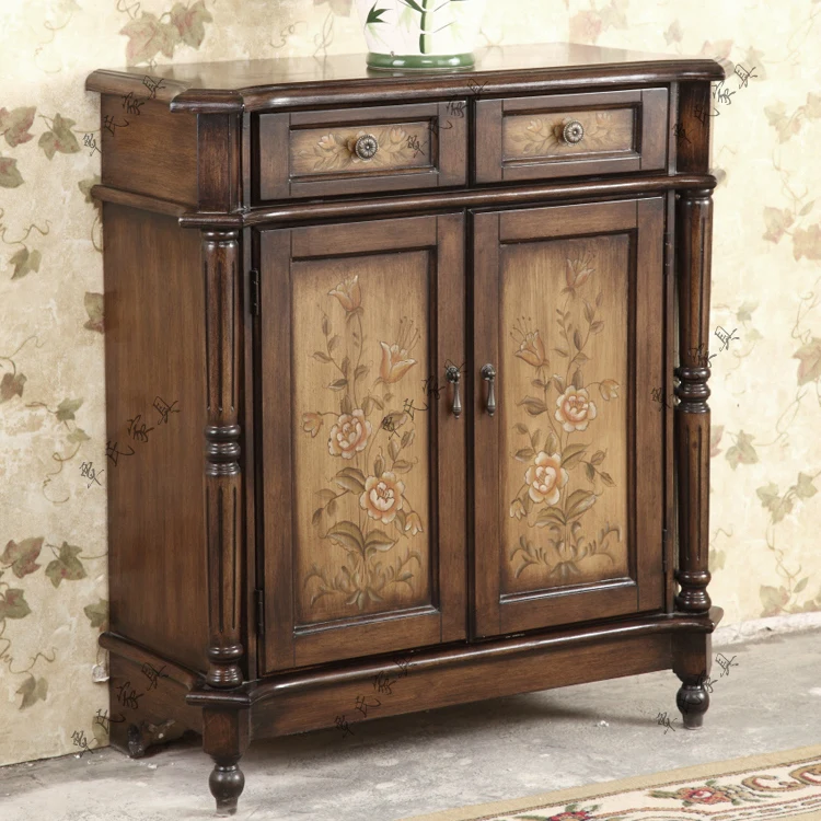 American painting two bucket two-door cabinet do old small rural receive store content ark cabinet European sitting