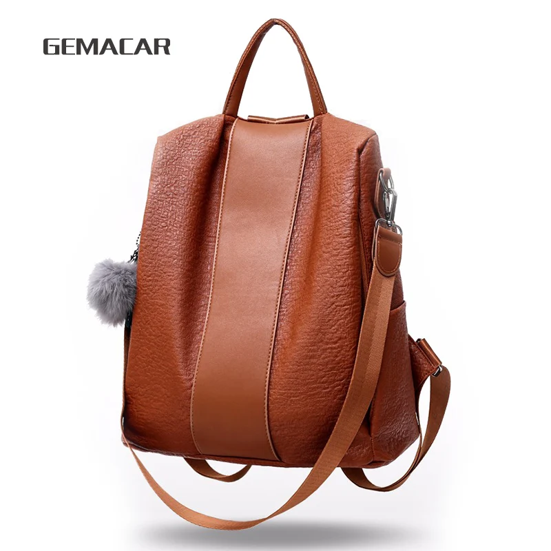 

Women's Waterproof Backpack Casual female Bag Anti-theft Bagpack Lightweight School Shoulder Bag PU Leather Black Brown
