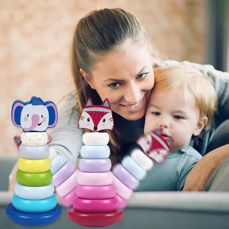 

Toddler Developmental Toys Colorful Wooden Pieces Sorter Stacking Toys Good to Develop Their Imagination and Creativity