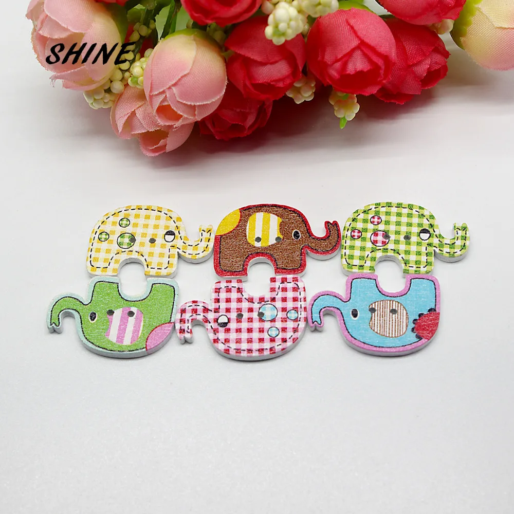

SHINE Wood Sewing Buttons Scrapbooking Elephant Mixed Two Holes Pattern 29 x 20mm 24 PCs Costura Botones Decorate bottoni botoes