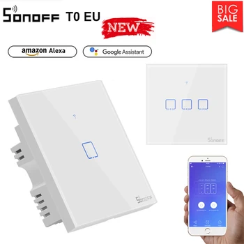 

SONOFF T0 EU Smart Switch Panel Standard 1/2/3 Gang Remote Control By EWeLink for Lamp Touch Updated Version Home Improvement