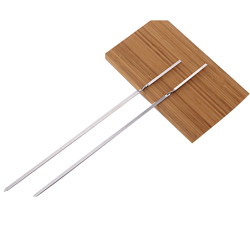 10pcs 15.7'' BBQ Flat Skewers Stainless Steel Barbeque Skewers Portable Shish Kabob Sticks Brbecue Grill Churrasco Sticker