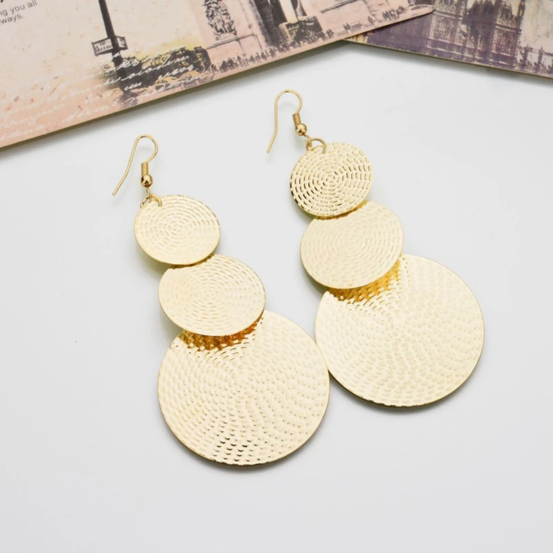 

3 Patterns Dangle Earrings Europe And America Exaggerate Atmospheric Disc Multi-Layer Women's Earrings Vintage Women's Earrings