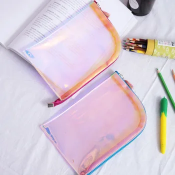 

Harajuku Style Laser Pencil Bag Cosmetic Pouch with Zipper Waterproof Fashion Pen Case Storage Bag School Office Supplies