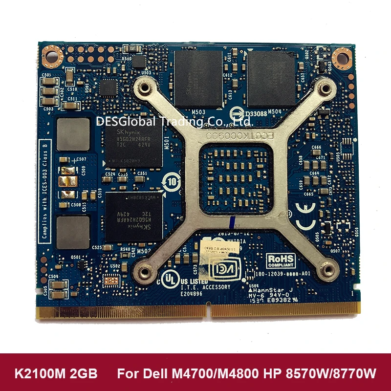 Оригинальная видеокарта K2100 K2100M 2 Гб N15P-Q3-A1 DDR5 VGA для Dell M4700 M4800 полностью протестированная Быстрая