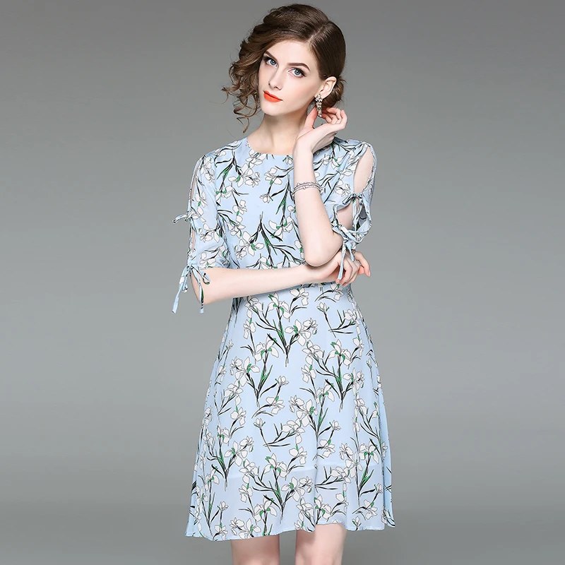 Buy 100 pure silk dresses summer 2017 new women short sleeve knee length