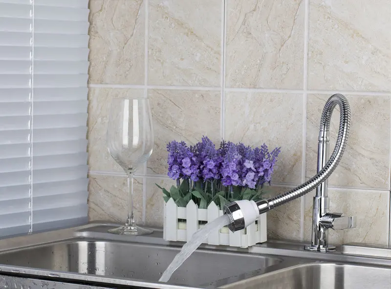 e pak OUBONI Brass Chrome Kitchen Sink Faucet Single Cold Water Tap Deck Mounted Kitchen Faucet