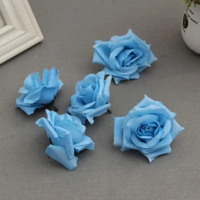 50 Pcs Fake Artificial Silk Rose Heads Flower Buds DIY Bouquet Home Wedding Craft Decor Supplies XB 66