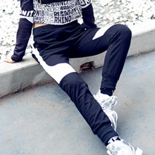 Осень Новая средняя талия красный черный пэчворк большой ярд свободная Спортивная одежда для отдыха беговые женские брюки Горячая Распродажа Женская спортивная одежда