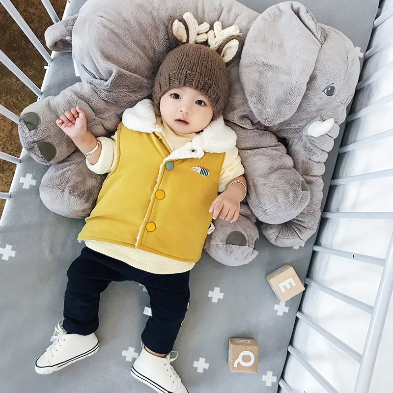 

Winter wear new baby vest plus thickened and fluffy boys and girls warm blouse collar collar children's s leeveless jacket