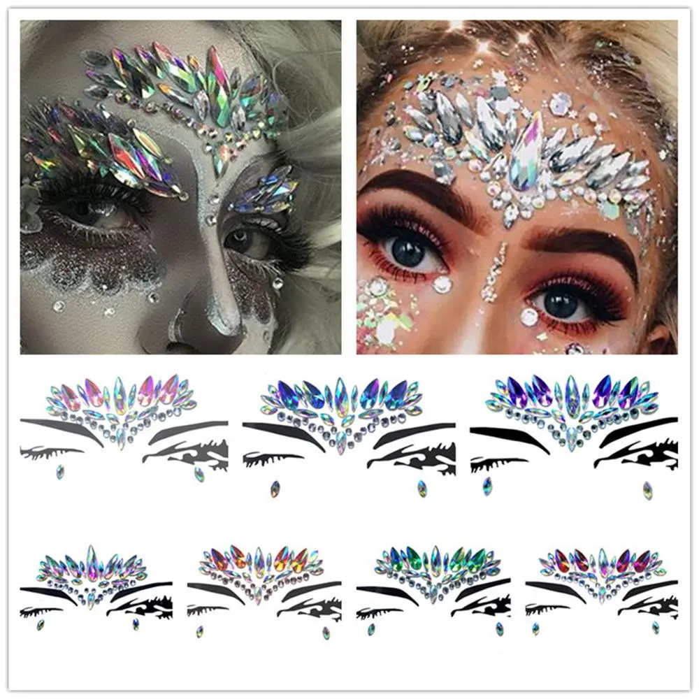 

New Hot Eyebrow Stickers DIY Face And Eye Jewels Festival Party Body Glitter Stickers Tattoo Stage Decor Temporary Tattoo