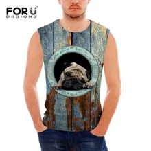 FORUDESIGNS/ Летняя мужская одежда для фитнеса майка для мужчин с 3D принтом бульдога майки для бодибилдинга Мужской Хлопковый жилет без рукавов