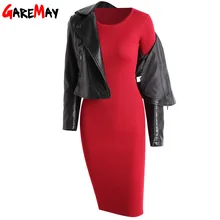 Garemay Для женщин длинные вязаное платье с длинным рукавом Bodycon Платья для женщин для Для женщин туники Повседневная обувь халат тянуть женские элегантные Платья-свитеры
