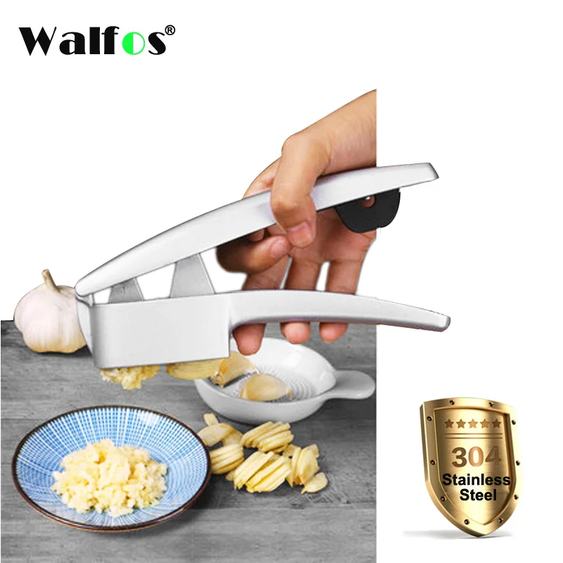 WALFOS Multifunction Kitchen Cooking Tools 2 in 1 Stainless Steel Color Garlic PressGarlic