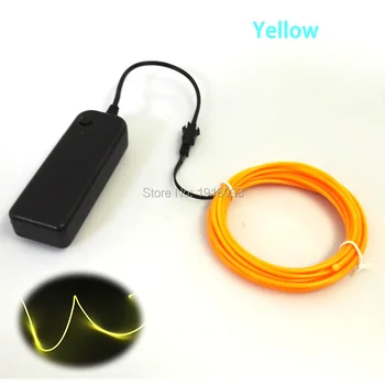 

2.3mm EL Wire 2Meter Yellow Neon Light TV Light Flexible Neon lamps EL Wire Rope Tube Waterproof LED Strip Party Dance Supplies